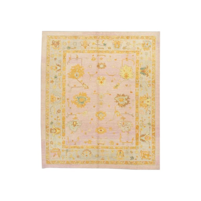 Oushak Rug Oriental Hand Knotted Turkish Oushak 8'5" x 9'10" #378 For Sale