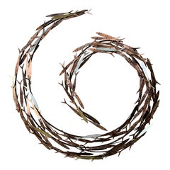 Curtis Jere "School of Fish" Wall Sculpture Mid Century