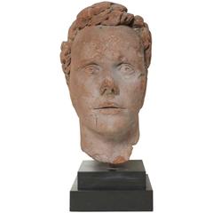 Antique Early 19th Century Continental Carved Red Stone Bust