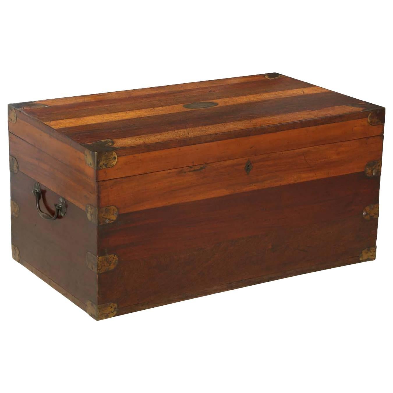 19th Century Portuguese Specimen Wood Travelling Chest For Sale