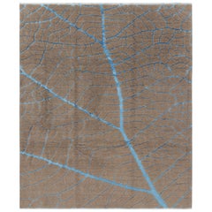 Alfombra Abstracta Rug & Kilim en Beige-Marrón con Motivos Geométricos Azules