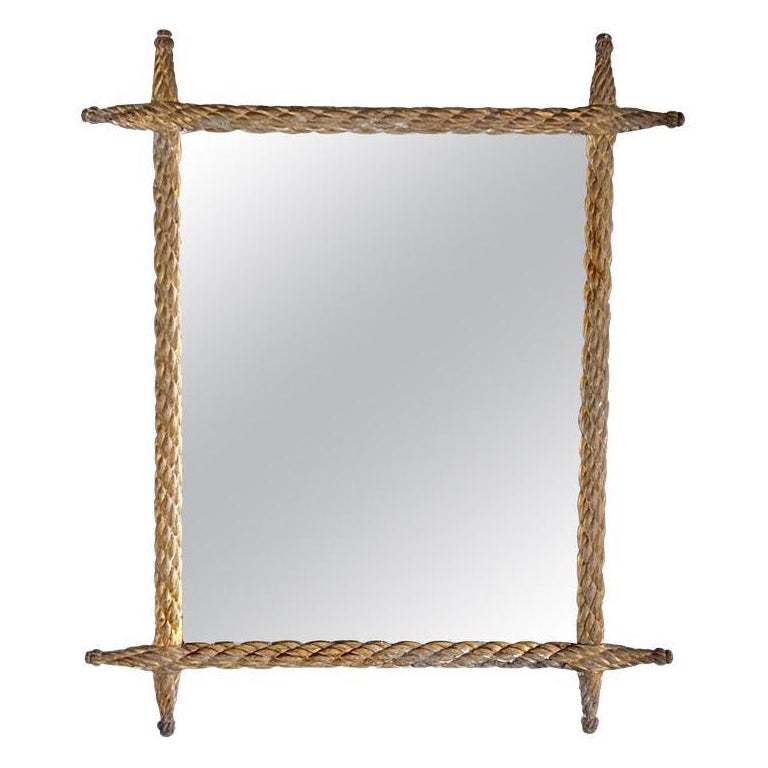 A.C.I.C. Miroir en bois doré tressé
