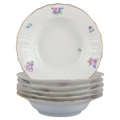 Flor sajona de Royal Copenhagen. Seis platos hondos de porcelana.