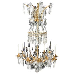 Antique Magnificent French Dore Bronze Rock Crystal Louis XVI Fine Gilt Huge Chandelier