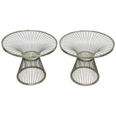 Pair of Mid Century Stainless Steel Side Tables, Style of Platner
