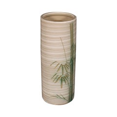 Vintage Decorative Vase, Japanese, Ceramic, Bamboo Motif, Flower Sleeve, C.1980