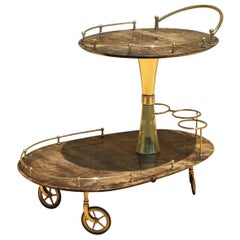 Chariot de bar italien en laiton du milieu des années 1960 par Aldo Tura