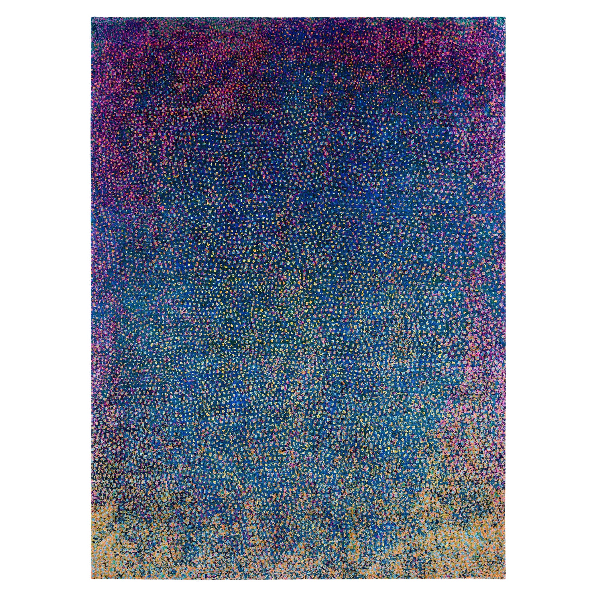 Multicolor Contemporary Silk Wool Abstract Area Rug Rishikesh by Joseph Carini