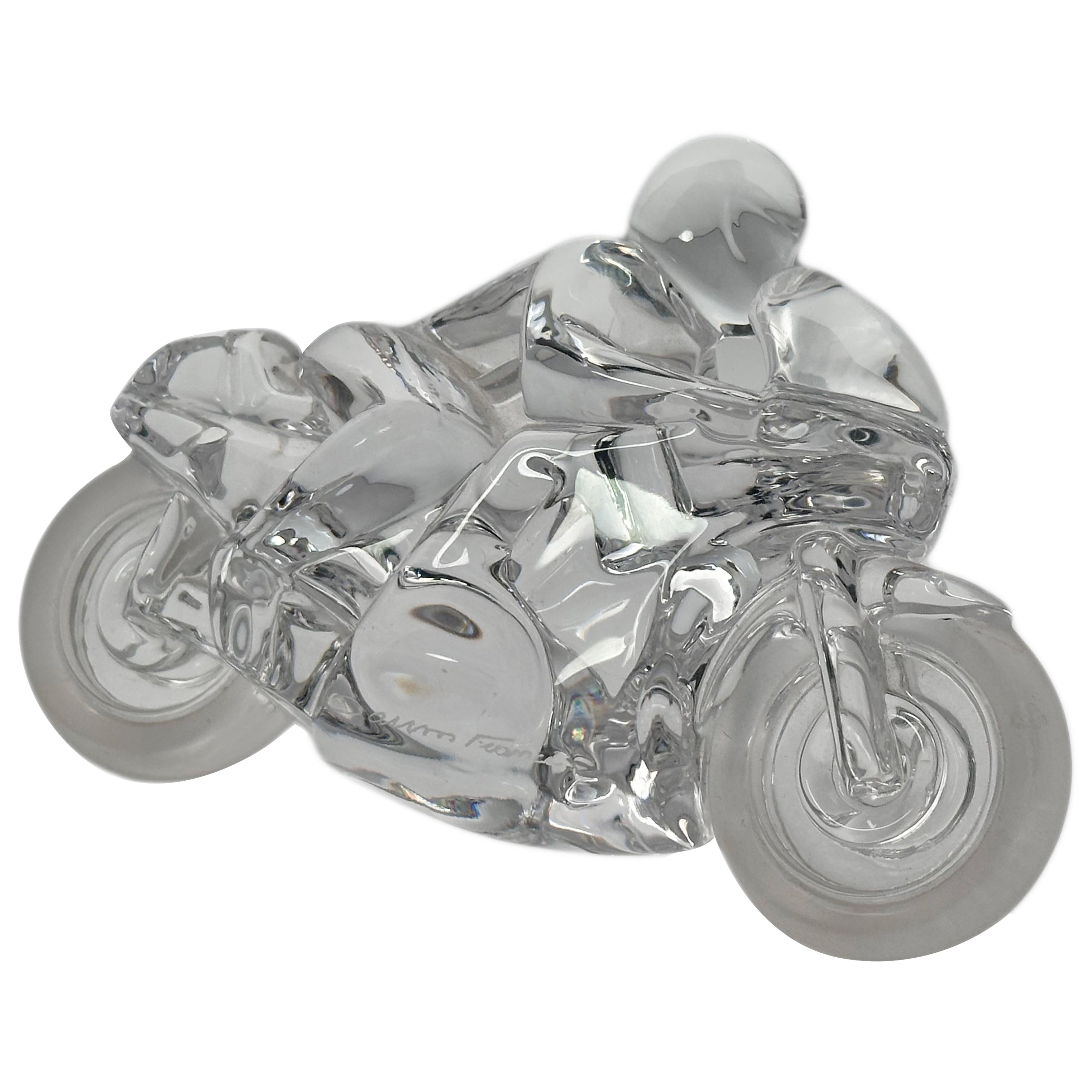 Sculpture de moto The Circuit en cristal de Daum, fin du 20e siècle