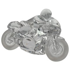 Sculpture de moto The Circuit en cristal de Daum, fin du 20e siècle