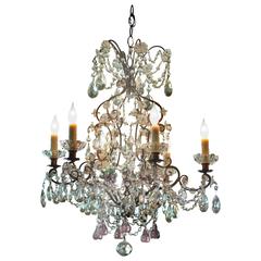 French Six Light Crystal Chandelier