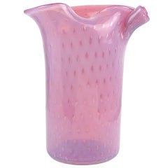 Fratelli Toso Murano Opal rosa Blasen italienische Kunst Glas Scroll Top Blumenvase