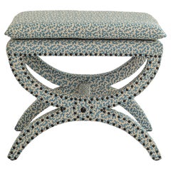 The Carla Stool, Diphros/Sella Curulis inspired, upholstered in Seaweed Aqua