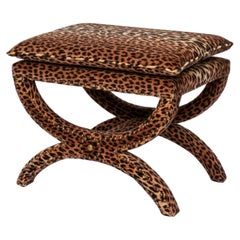 The Carla Stool, Diphros/Sella Curulis inspired, upholstered in leopard velvet