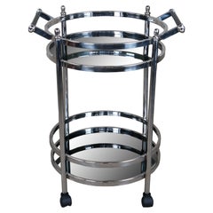 Casa Padrino Art Deco Style Stainless Steel Smoked Glass Bar Cart Trolley Drybar