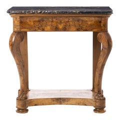 Antique 19th Century Biedermeier Console Table with Marble Top