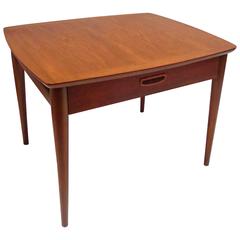 1950s Danish Modern End Table in Walnut with Drawer
