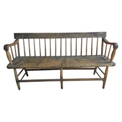 Early American American Weathered Wood Bench