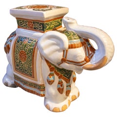 1970s Side Table in the Shape of an Elephant in Glazed Ceramic