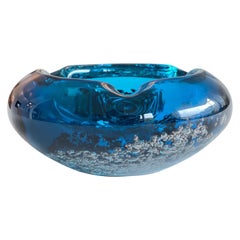 Cenicero Artglass Vintage Azul Bobbel, Italia Años 70