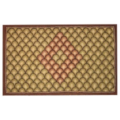 Green Color Small Scatter Size Antique American Hooked Rug 2'3" x 3'4"