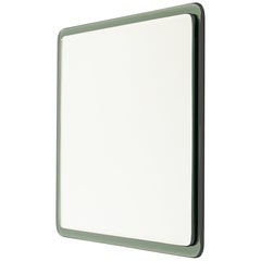 Midcentury Squared Wall Mirror with Green Frame by Cristal Arte, Italy 1970s
