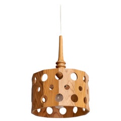 Swedish Designer, Pendant Light, Pine, Sweden, 1970s