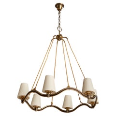 Hugo Gorge, Chandelier, Brass, Fabric, Austria, 1930s