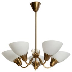 ASEA, Chandelier, Brass, Glass, Sweden, 1940s