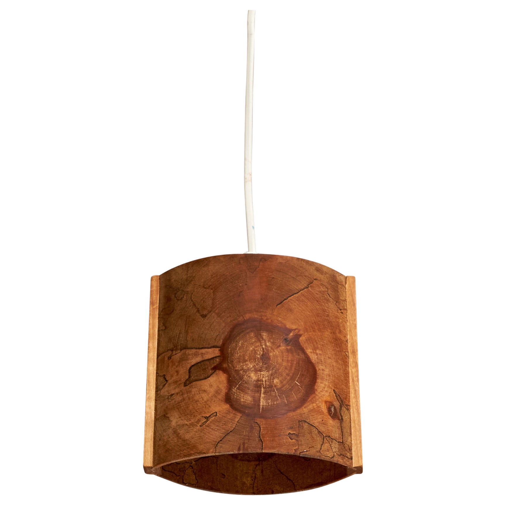 Schwedische Designerin, Pendelleuchte, Kiefernholz, Schweden, 1970er Jahre