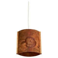 Schwedische Designerin, Pendelleuchte, Kiefernholz, Schweden, 1970er Jahre