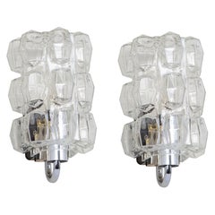 Pair of Bubble Glass Sconces Chrome by Limburg, Germany