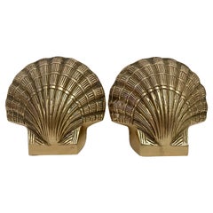 Pair Brass Clam Shell Seashell Bookends