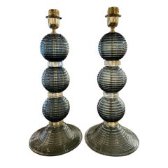 Pair of Murano Grey Lamps