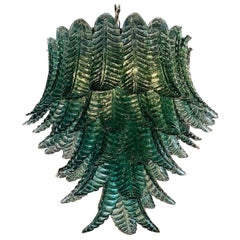 Murano Palm Leaf Chandelier in Dark Green