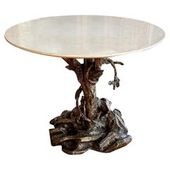19th Century French Faux Bois Marble Sofa Table - Antique Sculptural Table