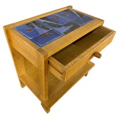Guillerme et Chambron, oak and ceramic night stand