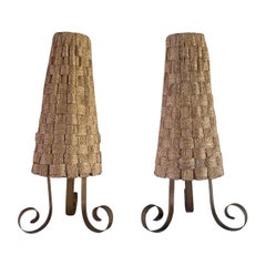 Paar dänische Mid-Century-Modern-Tischlampen aus feinem Seil, 20. Jahrhundert