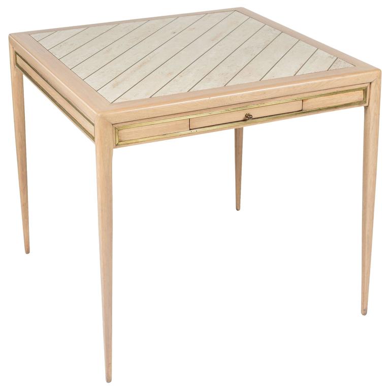 Bleached and White Washed Mahogany Card Table For Sale at 1stdibs
