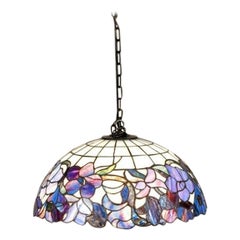 Lampe suspendue de style Tiffany du 20e siècle avec abat-jour multicolore