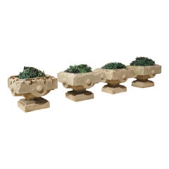 Set of 4 Cast Stone Jardiniere Planters from the North of France, Circa 1950