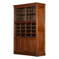 English Oak Glazed Haberdashery Cabinet