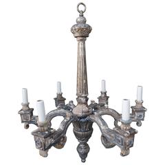 Six-Light Painted and Parcel-Gilt Chandelier with Crown Detail
