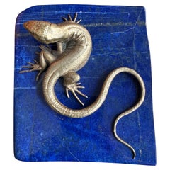 Bronze Lizard and Lapis Lazuli Paperweight