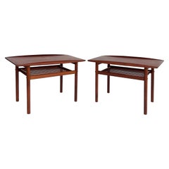 Grete Jalk  Glostrup Mobelfabrik Teak End Side Tables, Denmark in Surfboard Form