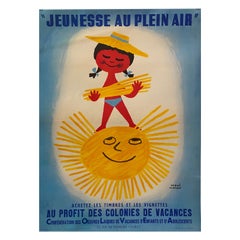 Mid-Century 'JEUNESSE AU PLEIN AIR' Original Vintage Poster by H. MORVAN 1951