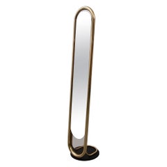 Floor Standing Mirror Brass, Italy, 1970