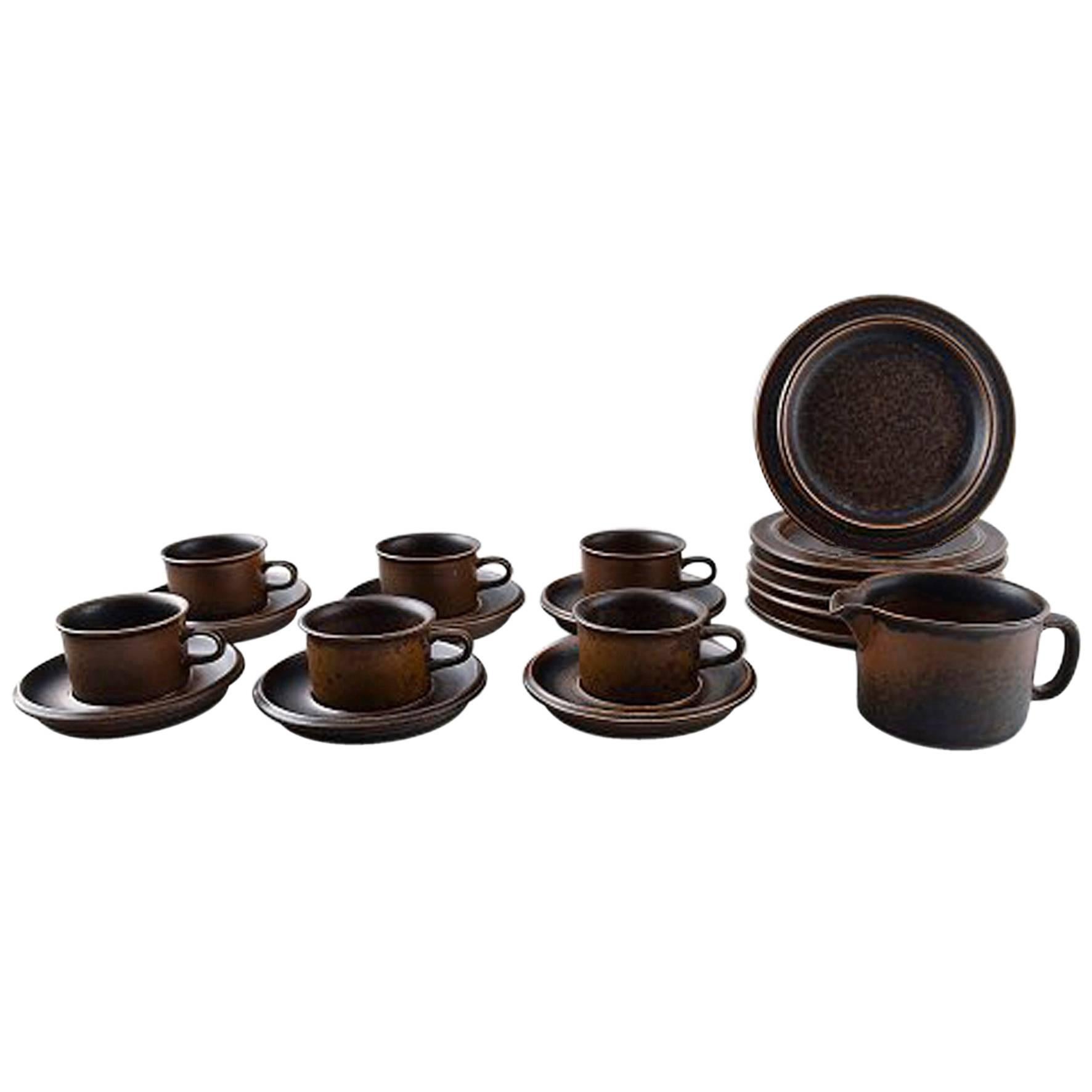 Complete Six Piece Arabia Ruska Stoneware Mocha/Demitasse/Espresso Service