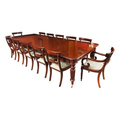Antigua Mesa de Comedor William IV C1835 y 12 Sillas de Comedor Barback Vintage