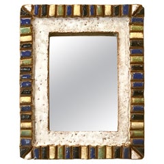 Glazed ceramic mirror, Les Argonautes, Vallauris, circa 1960